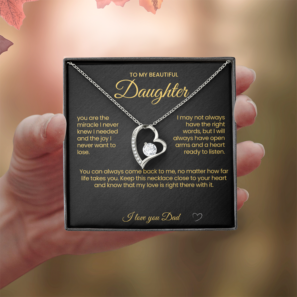 To My Beautiful Daughter Forever Love Necklace You are the Miracle