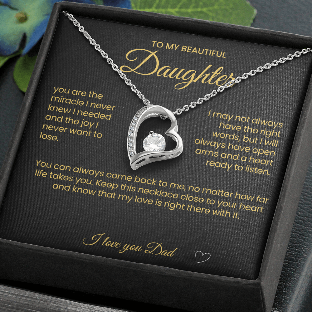 To My Beautiful Daughter Forever Love Necklace You are the Miracle