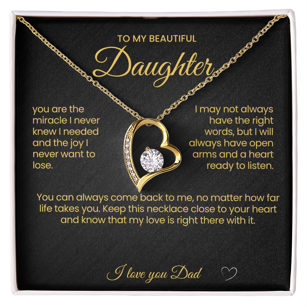 To My Beautiful Daughter Forever Love Necklace You are the Miracle