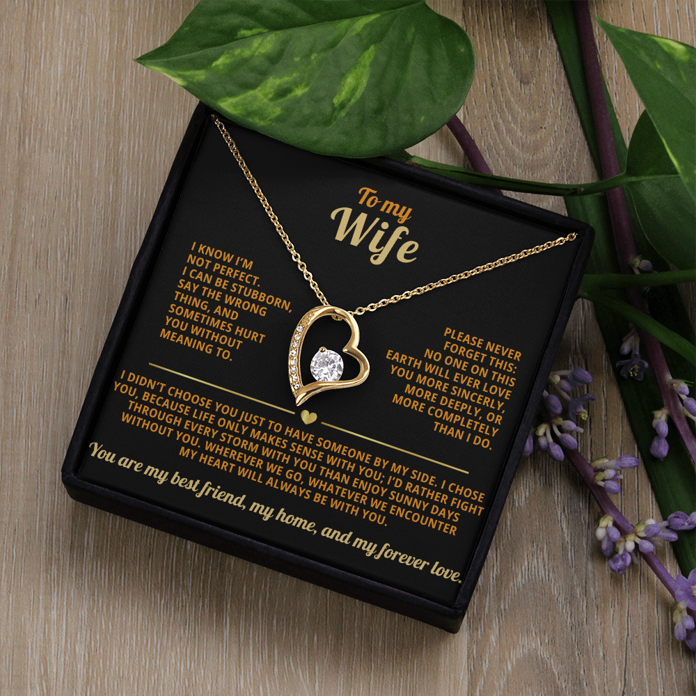 To my Wife Forever Love necklace i know i'm not perfect