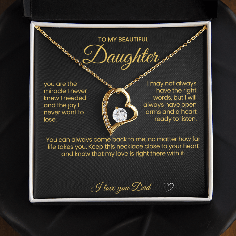 To My Beautiful Daughter Forever Love Necklace You are the Miracle