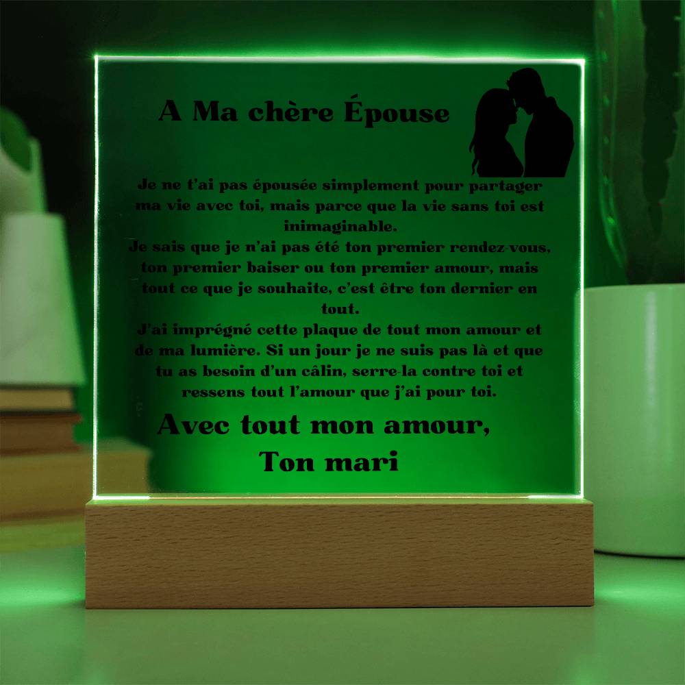 A ma chère épouse - Plaque Acrylique illuminée