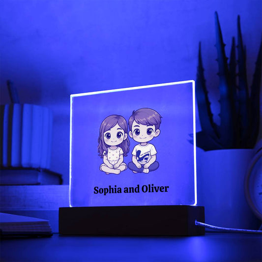 Personalized acrylic led sign, Custom night light kids, Cute cartoon plaque, led room decor gift, Customized led sign, usb or battery